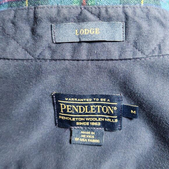 Pendleton Lodge Mens 100% Virgin Wool Plaid Button-Up Shirt Blue Red Yellow Sz M - Picture 6 of 10